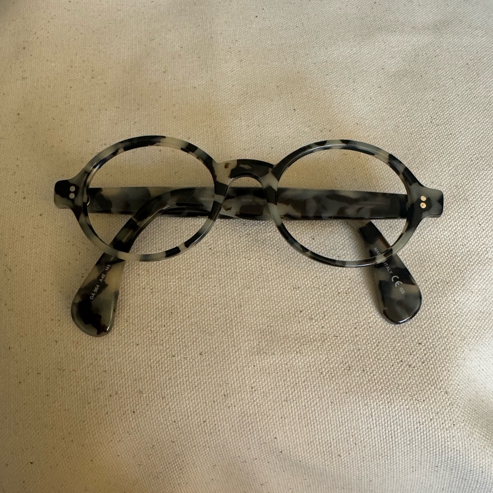 Black and Gray Round Glasses with Adjustable Tips